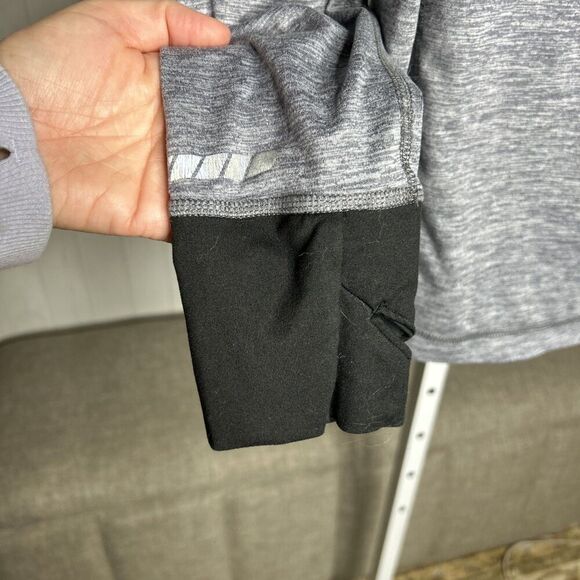 Brooks Hoodie Reflective Stripes Hooded Top Long Sleeves Heathered Gray M - Picture 5 of 9